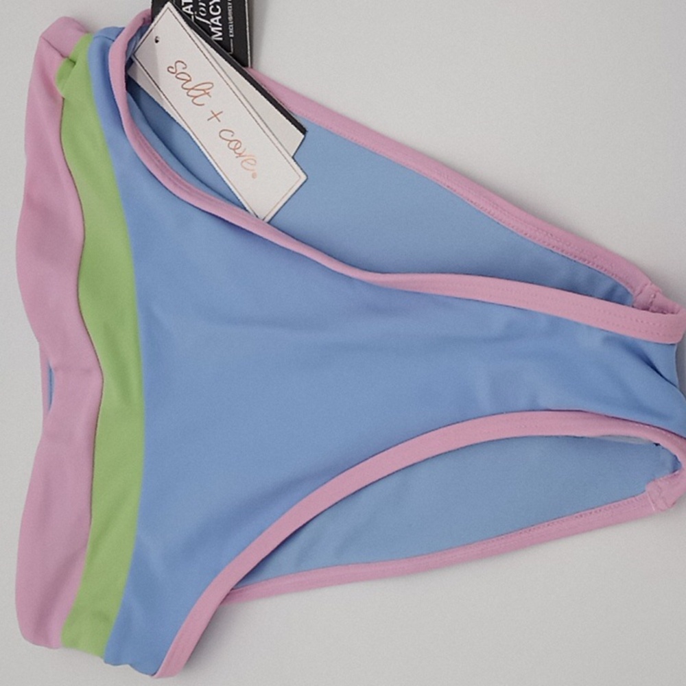 Salt + Cove Colorblocked High-Waist Bikini Bottoms Periwinkle L - Picture 4 of 9